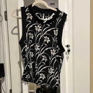 Elizabeth and James Black and White Floral Tank Top